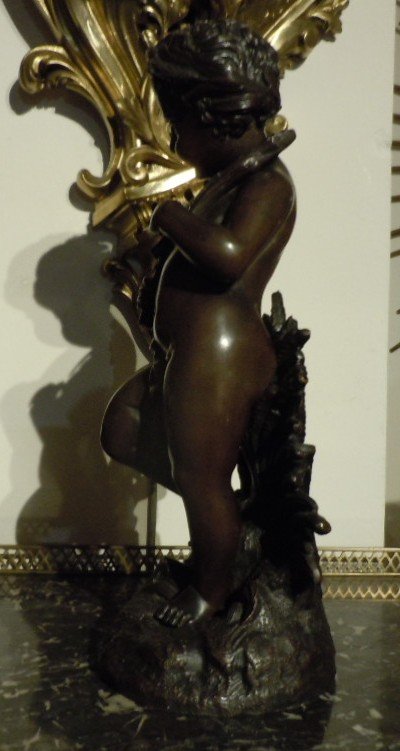 Scupture En Bronze Enfant A La Serpe 19eme Siecle-photo-1