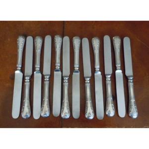 12 Dessert Knives In 800 Silver