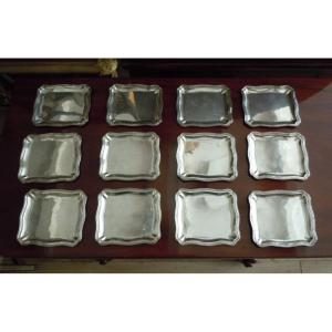 Set Of 12 Sterling Silver Bread Dishes