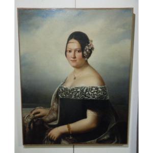 Portrait De Dame Signe Et Date 1834