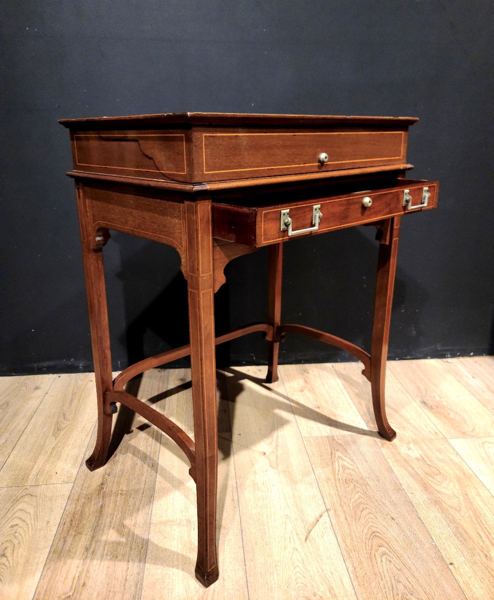 Mahogany Mechanism Desk, Signed "bramah" Late 19th Century.-photo-5