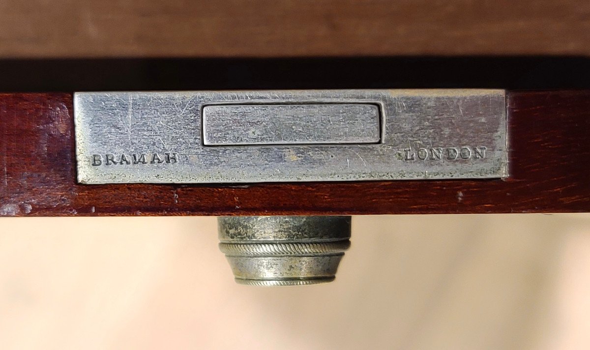 Mahogany Mechanism Desk, Signed "bramah" Late 19th Century.-photo-6