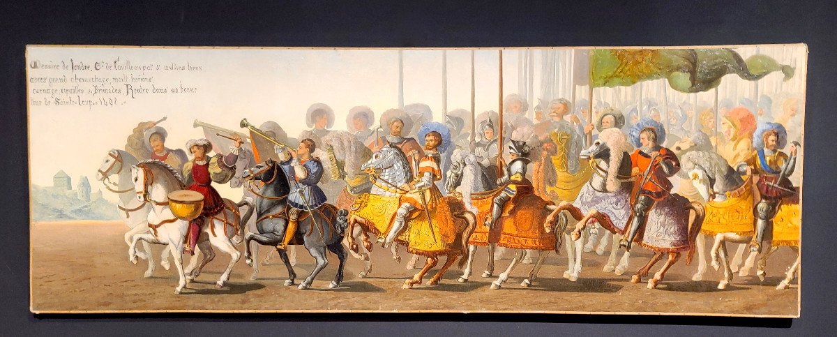 Important Oil On Canvas, Medieval Knights Scene, 19th Century (163cm X 57cm)