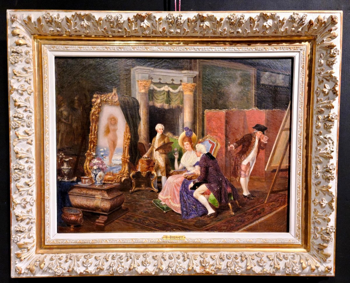 The Painter's Studio, Oil Painting On Canvas, Signed Emile Brisset 1888. (108cm X 88cm)