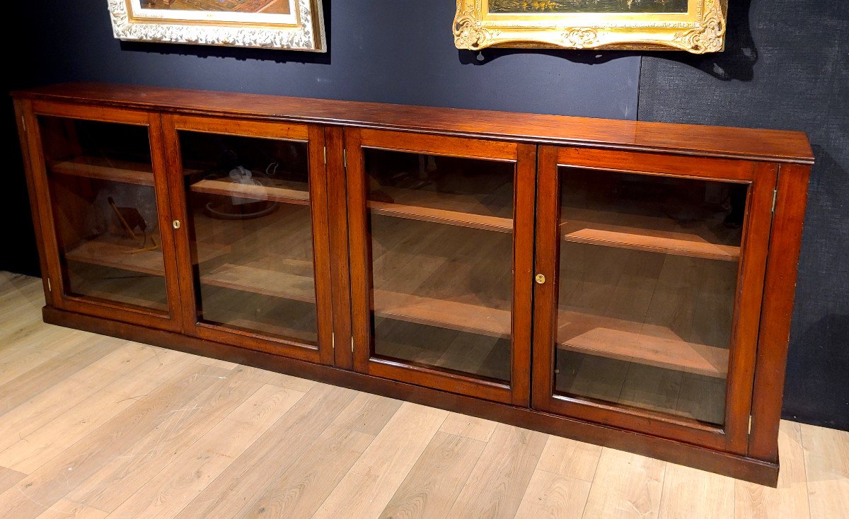 Low Mahogany Bookcase From The 19th Century. (316cm X 110cm)-photo-3