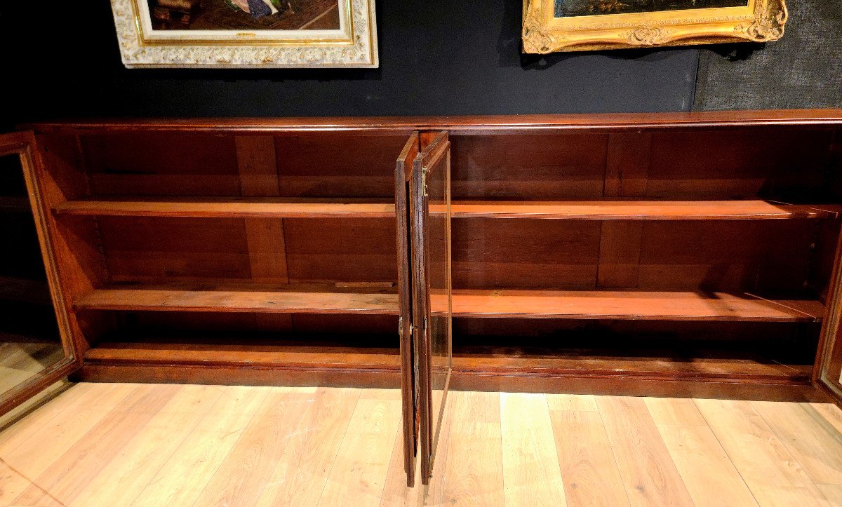 Low Mahogany Bookcase From The 19th Century. (316cm X 110cm)-photo-5