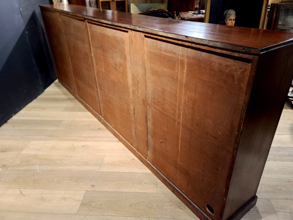 Low Mahogany Bookcase From The 19th Century. (316cm X 110cm)-photo-8