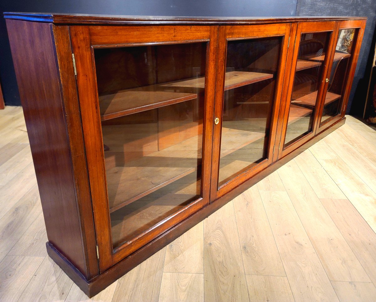 Low Mahogany Bookcase From The 19th Century. (316cm X 110cm)-photo-1