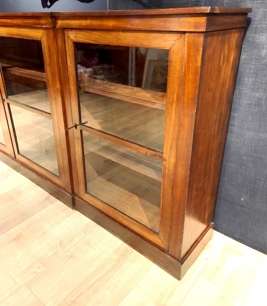 Low Bookcase In Walnut From The 19th Century. (328cm X 124cm)-photo-3