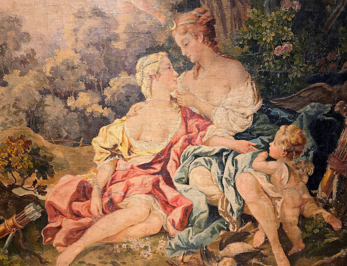 Important Oil Painting On Canvas, After François Boucher, 19th Century (196cm X 130cm)-photo-3