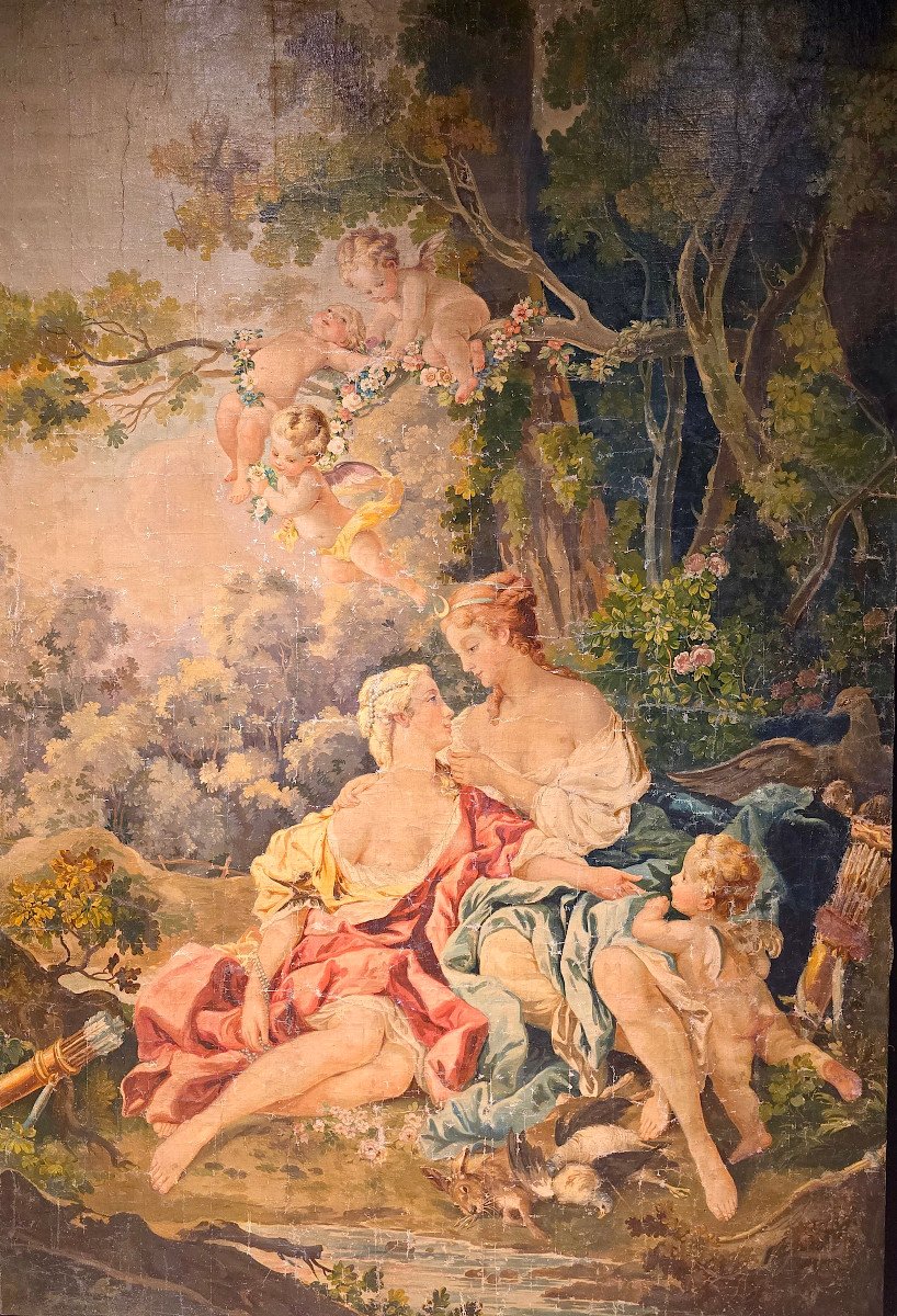 Important Oil Painting On Canvas, After François Boucher, 19th Century (196cm X 130cm)