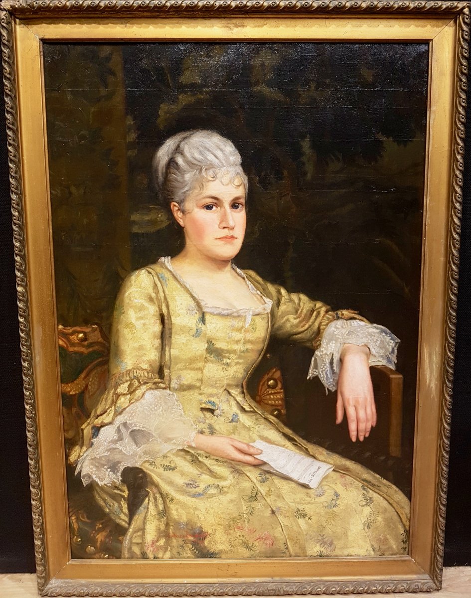 Portrait De Femme, La Lecture, Arthur Beckwith 1878. (122cm X 88cm)-photo-2