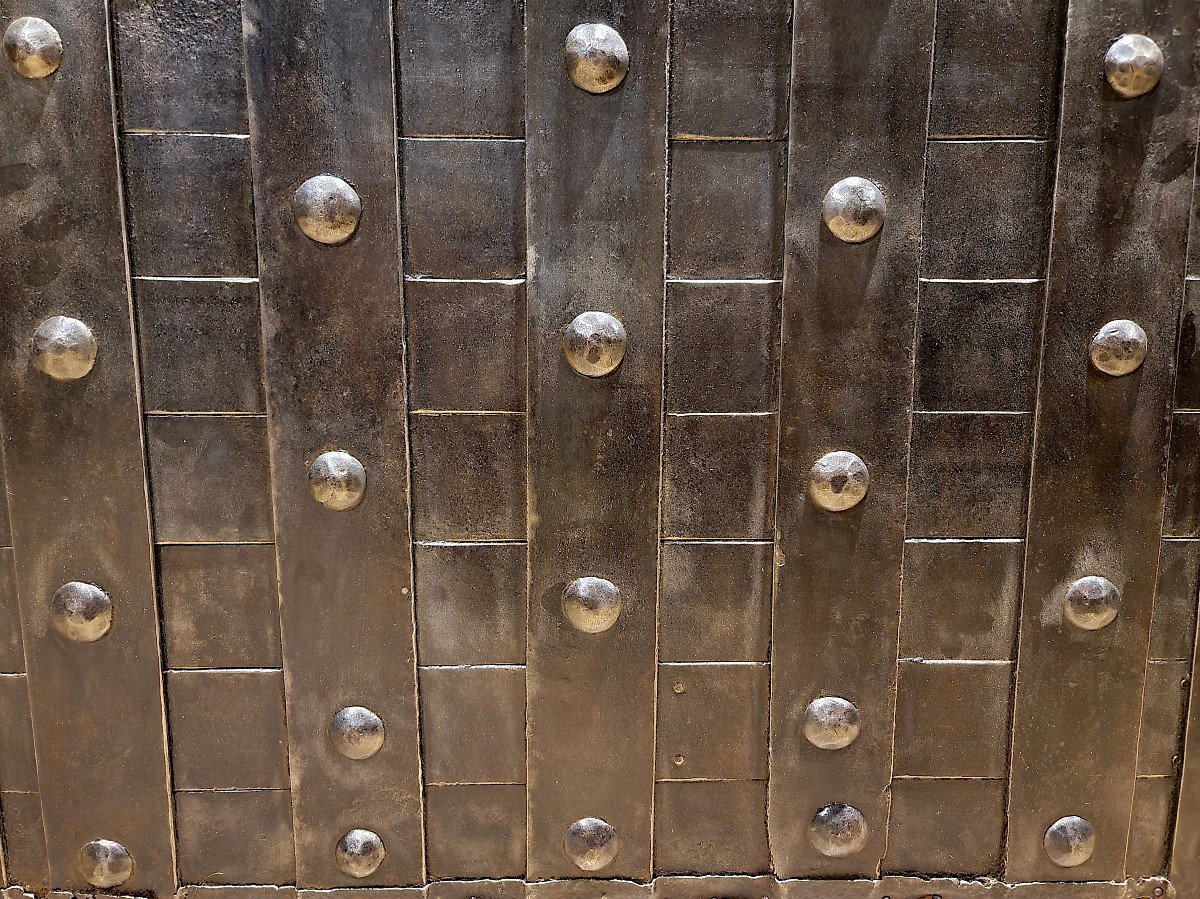 Nineteenth Metal Studded Safe, Dated 1837. (137cm)-photo-7