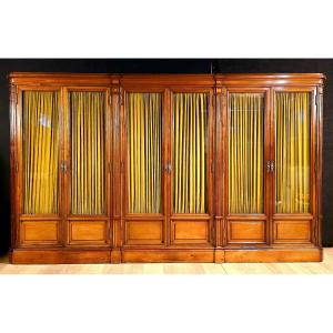 Louis XVI Bookcase In Solid Mahogany, Early 20th Century. (323cm X 190cm)