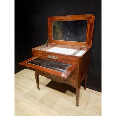 Commode Bureau De Toilette En Acajou Et Marbre, XIXe.