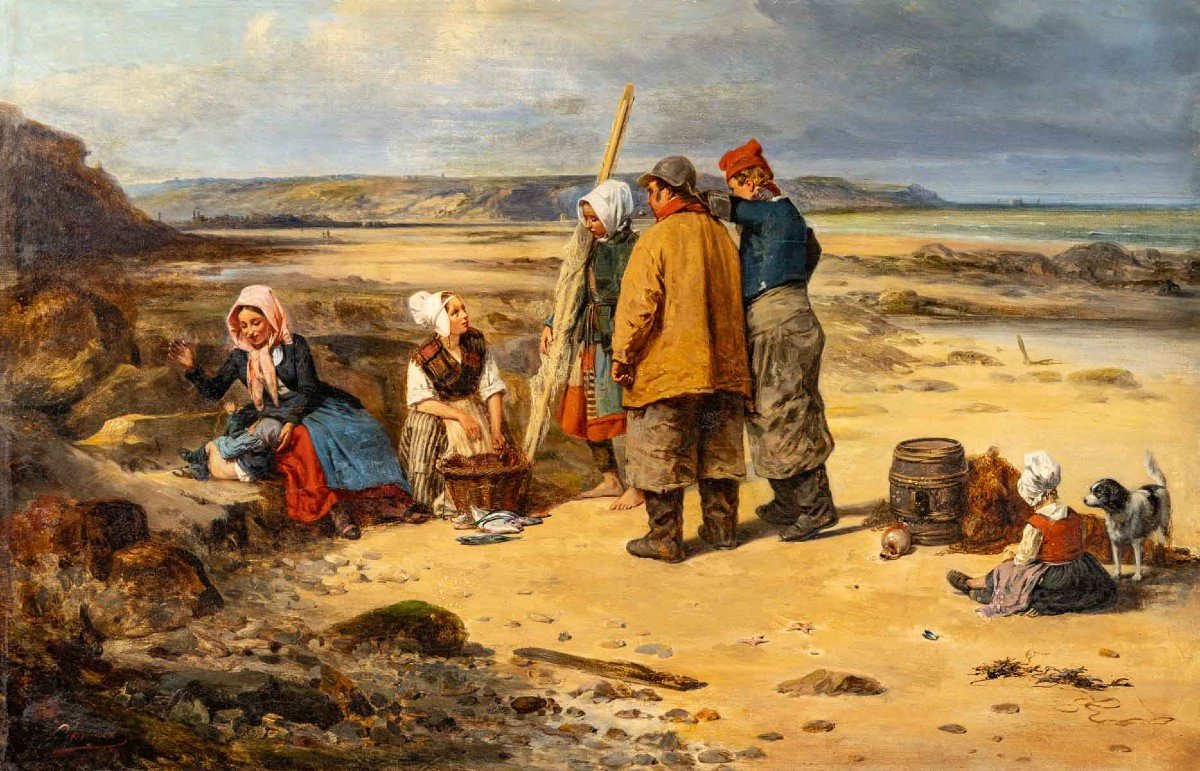 Louis Léon Nicolas Verreaux (1830-1879). Back From Fishing.