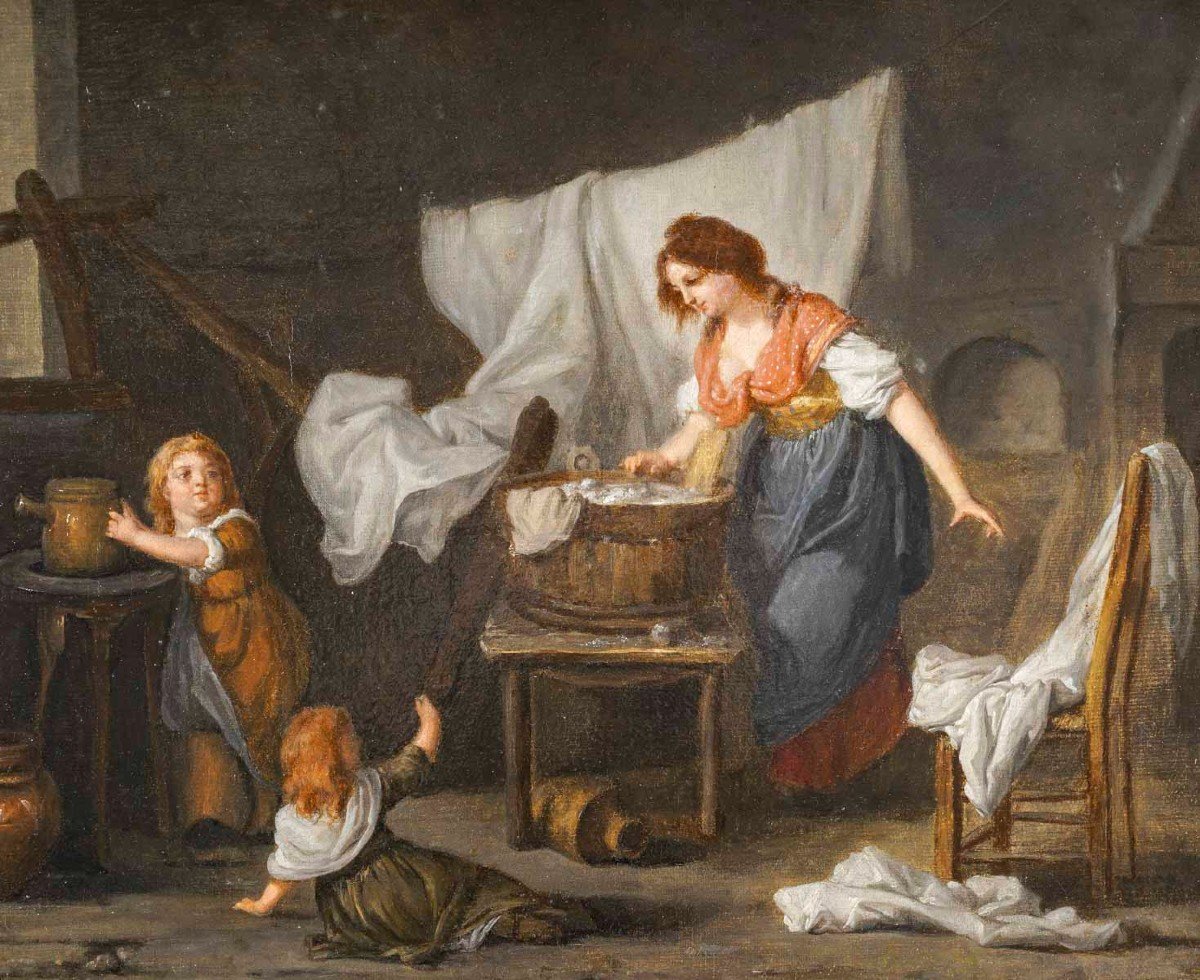 Etienne Aubry (1745-1781) Mother And Her Children.-photo-4