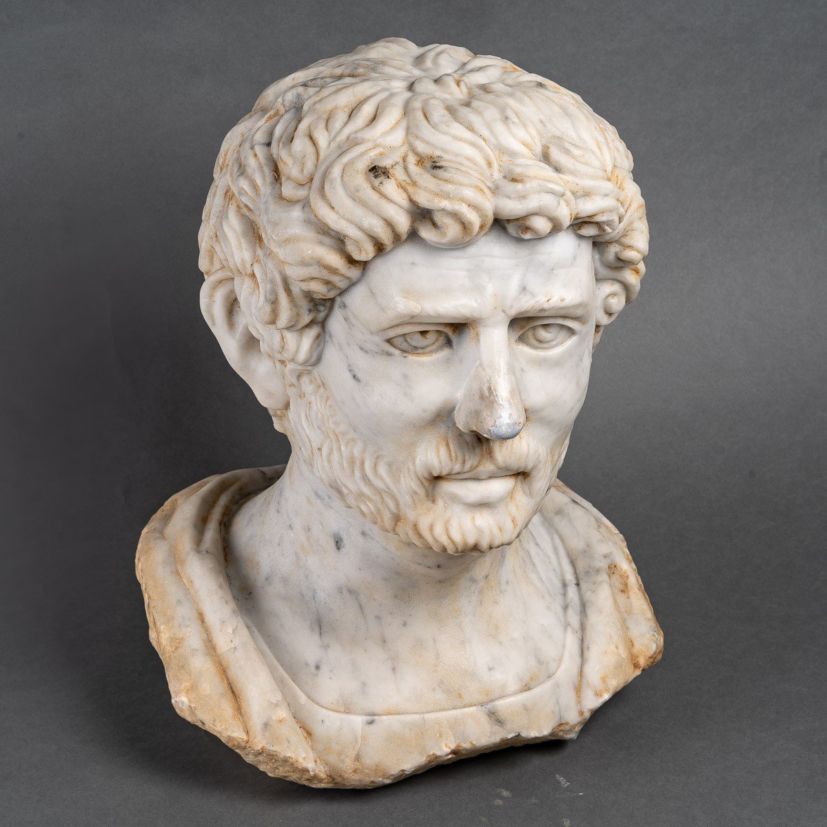 Marble Bust Of Hadrien 117-138 A.d.sss