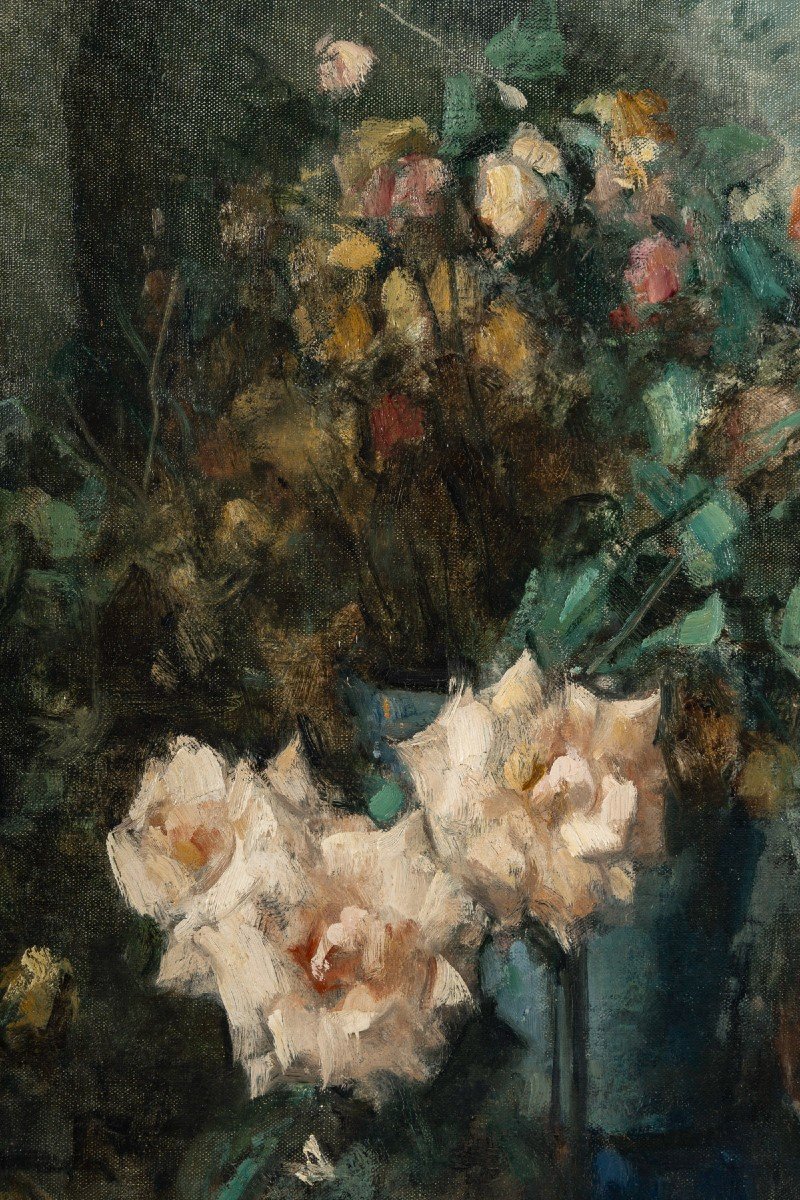 Jean Louis Auguste Laudy (1877-1956). Bouquets De Roses-photo-6