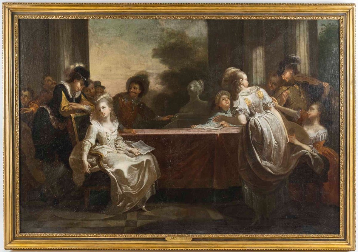 Dimitri LEVITSKI (1735-1822) «Paire de tableaux « le peintre « et «l'allégorie de la sculpture -photo-2