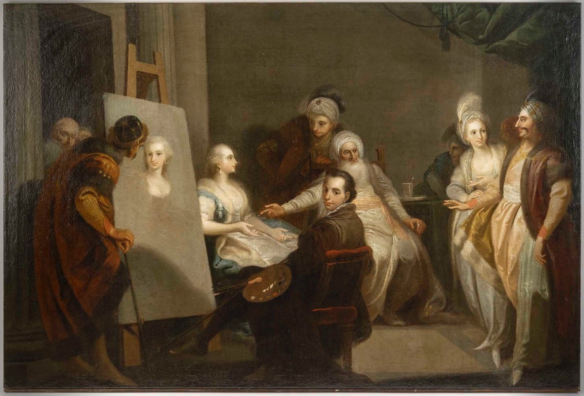 Dimitri LEVITSKI (1735-1822) «Paire de tableaux « le peintre « et «l'allégorie de la sculpture 