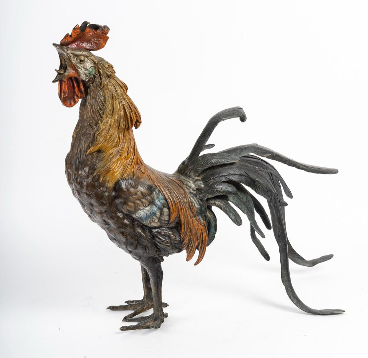 Grand Coq En Bronze Fin Du XIXème Siècle