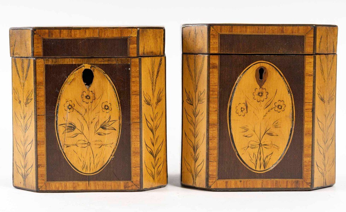 Pair Of Tea Caddies, England 18th Century.-photo-3