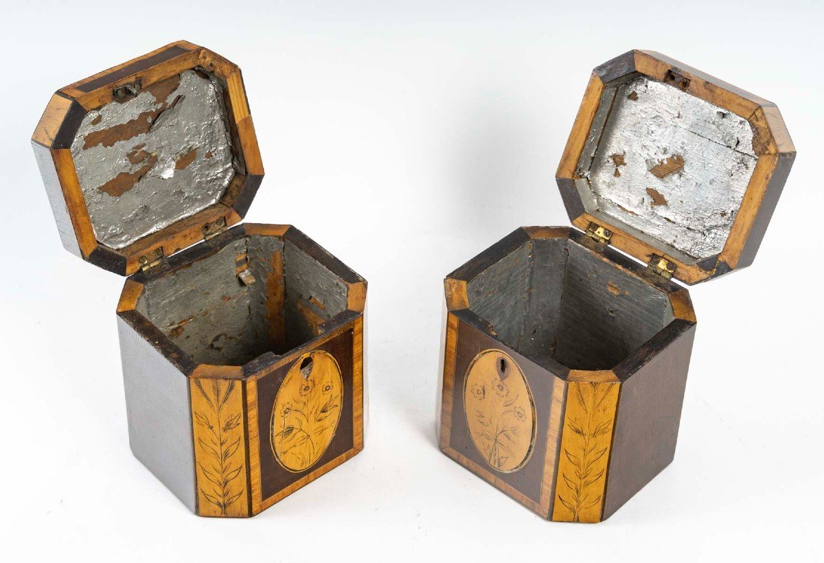 Pair Of Tea Caddies, England 18th Century.-photo-4