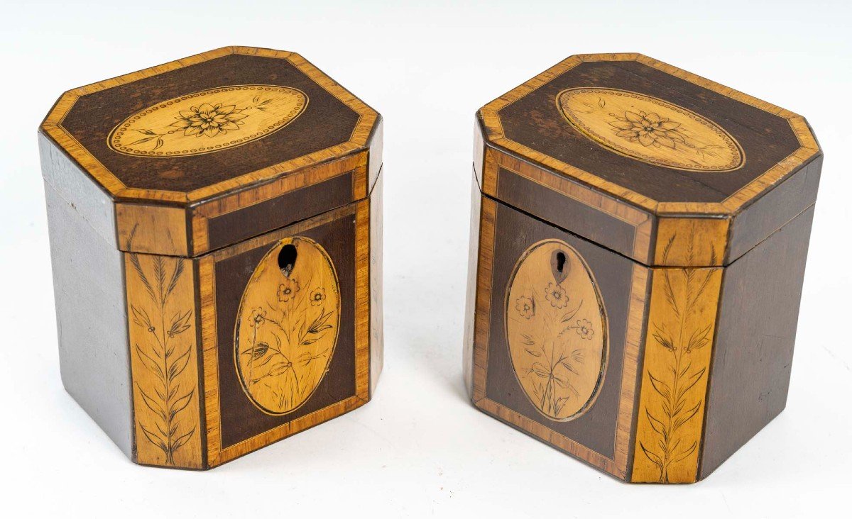 Pair Of Tea Caddies, England 18th Century.