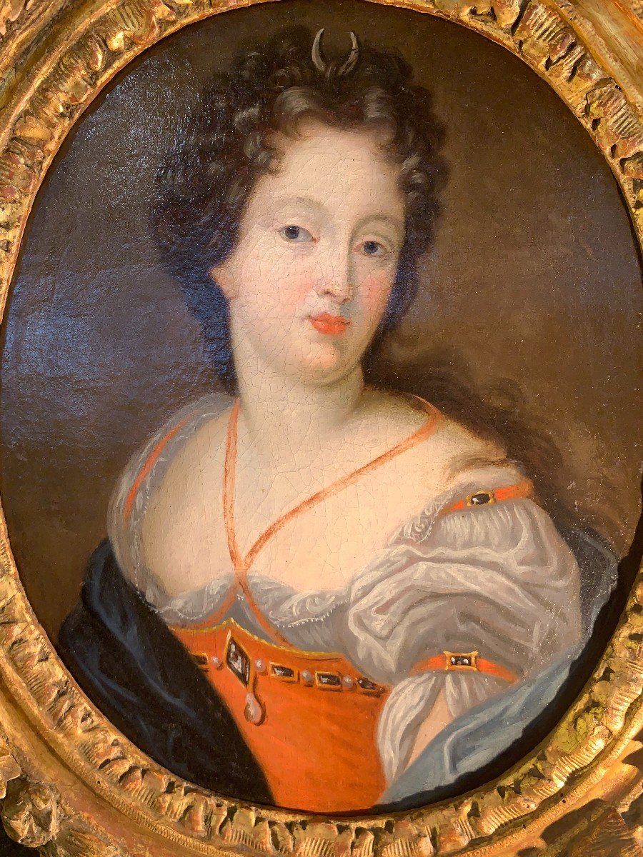 Attribué à François De Troy (1645-1730) Dame De Cour Représentée En Diane Chasseresse-photo-2