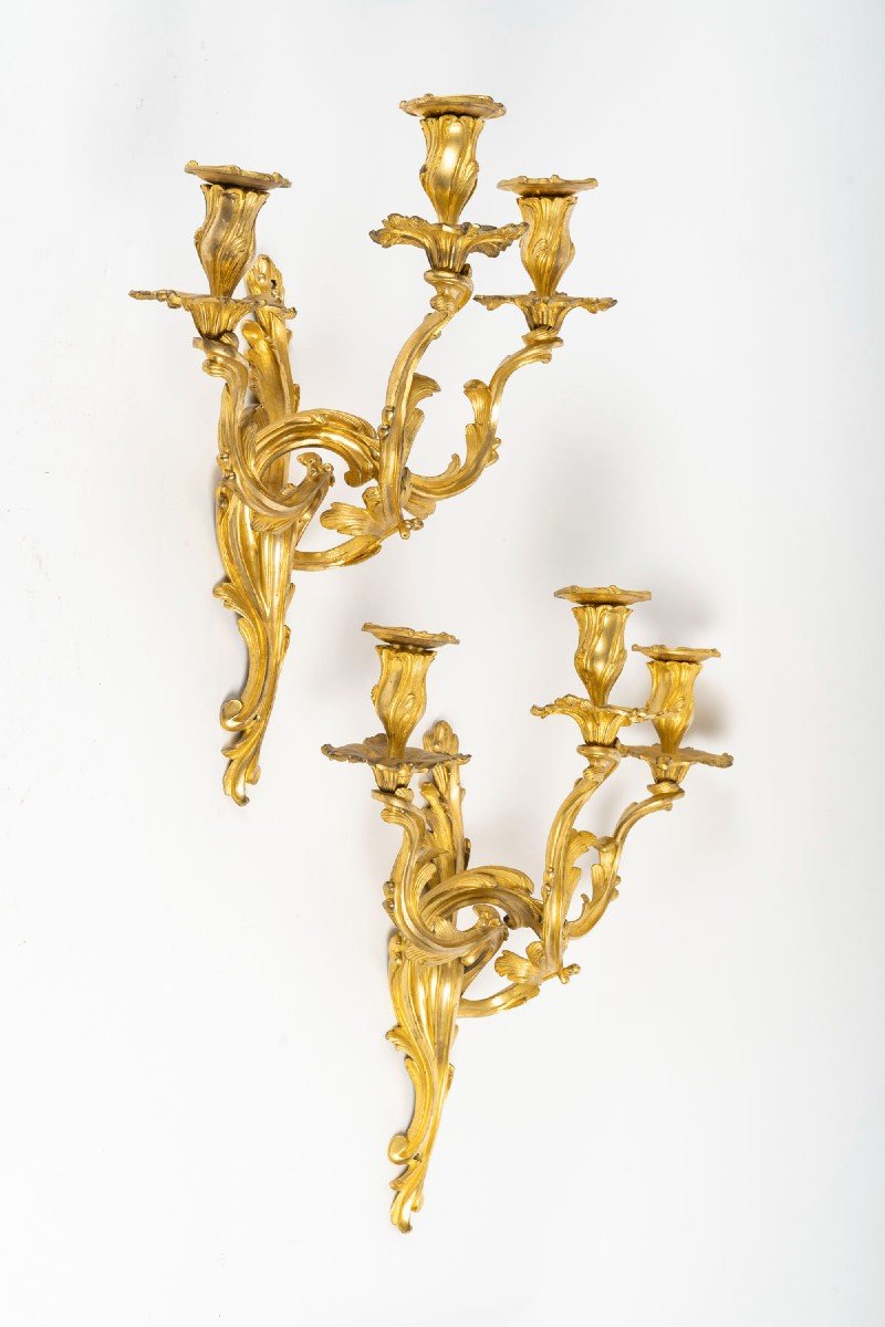 Pair Of Louis XV Wall Lights. 19th Century.-photo-4