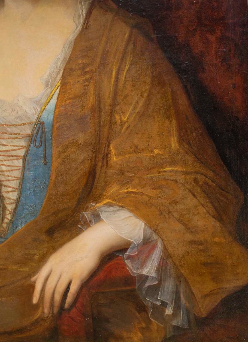 Grand Portrait D’une Dame De La Noblesse. XVIIIème Siècle   Jean-Baptiste Santerre (1651-1717).-photo-1