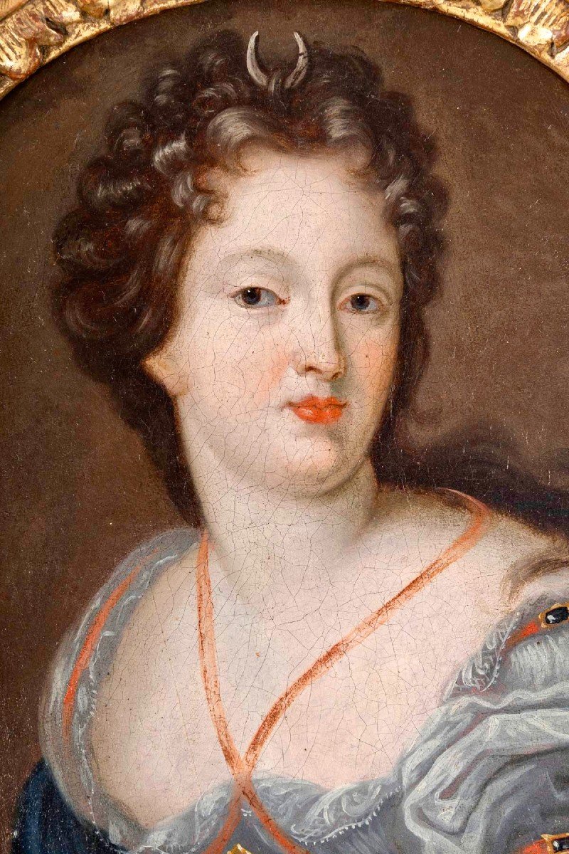  Portrait d'Une  Dame  De Cour En Diane Chasseresse Attribué à François De Troy (1645-1730)-photo-2