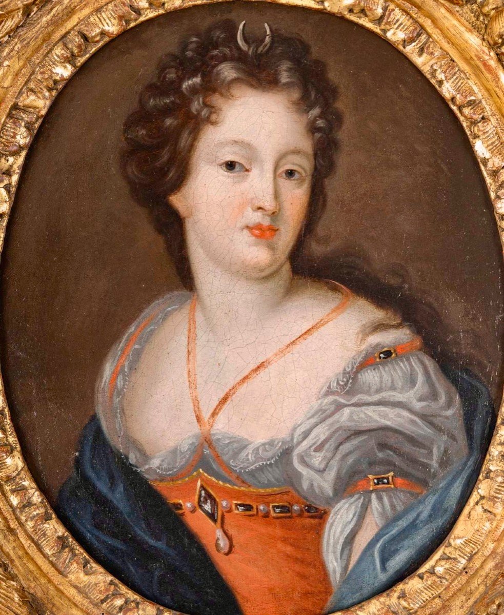  Portrait d'Une  Dame  De Cour En Diane Chasseresse Attribué à François De Troy (1645-1730)-photo-3