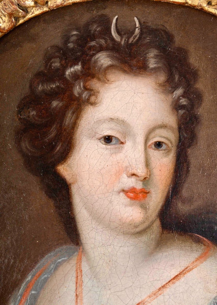  Portrait d'Une  Dame  De Cour En Diane Chasseresse Attribué à François De Troy (1645-1730)-photo-1