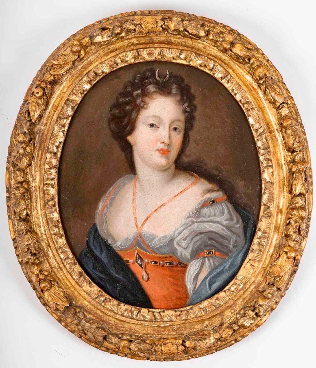  Portrait d'Une  Dame  De Cour En Diane Chasseresse Attribué à François De Troy (1645-1730)