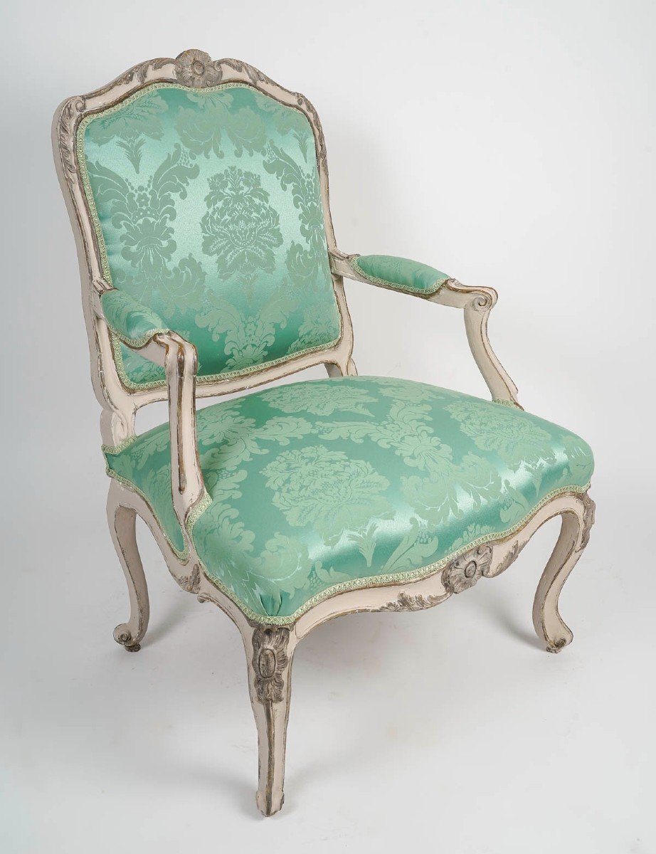 Pair Of Louis XV Queen's Armchairs. 18th Century.-photo-3