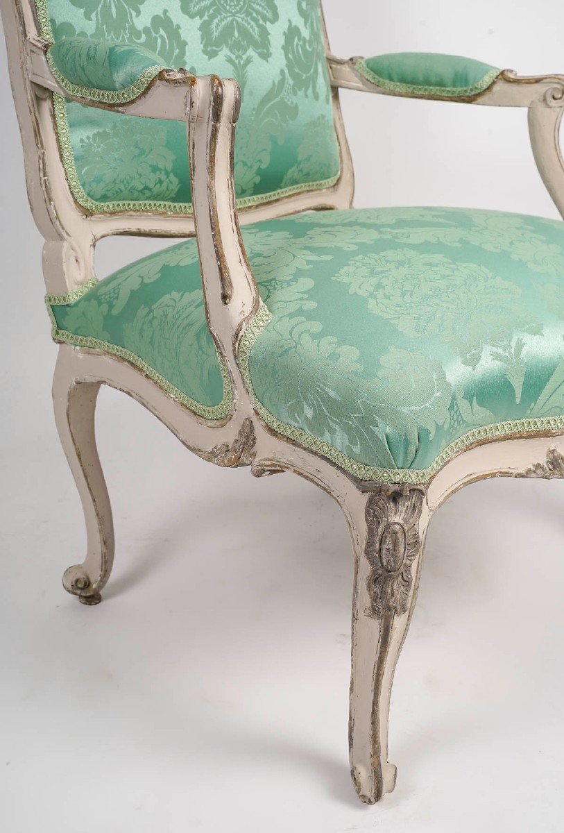 Pair Of Louis XV Queen's Armchairs. 18th Century.-photo-4