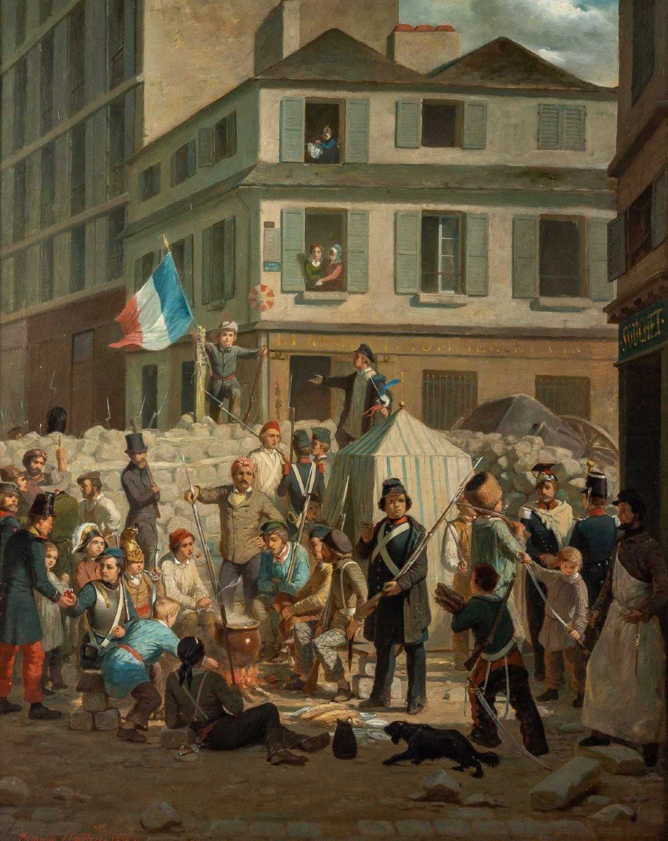 Richard Edmond Flatters 1822-1876. Les Barricades Rue coquenard 1848. -photo-4