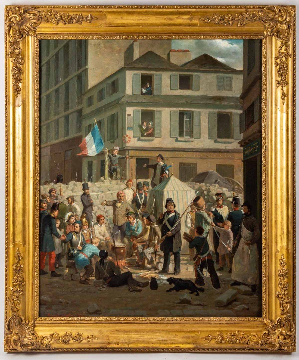 Richard Edmond Flatters 1822-1876. Les Barricades Rue coquenard 1848. -photo-1