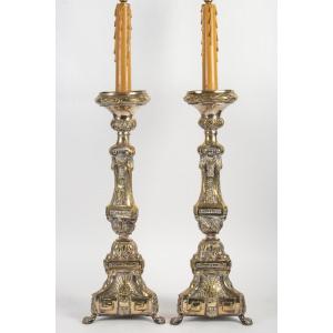Pair Of Candlesticks End Of The 18th Century.