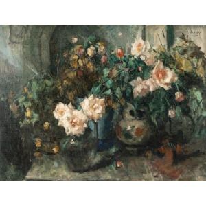 Jean Louis Auguste Laudy (1877-1956). Rose Bouquets