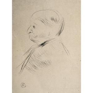 3 Portraits à la pointe sèche. Henri de TOULOUSE LAUTREC  (1864-1901)