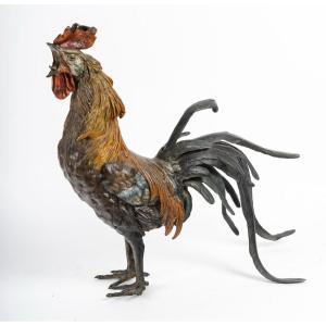 Grand Coq En Bronze Fin Du XIXème Siècle