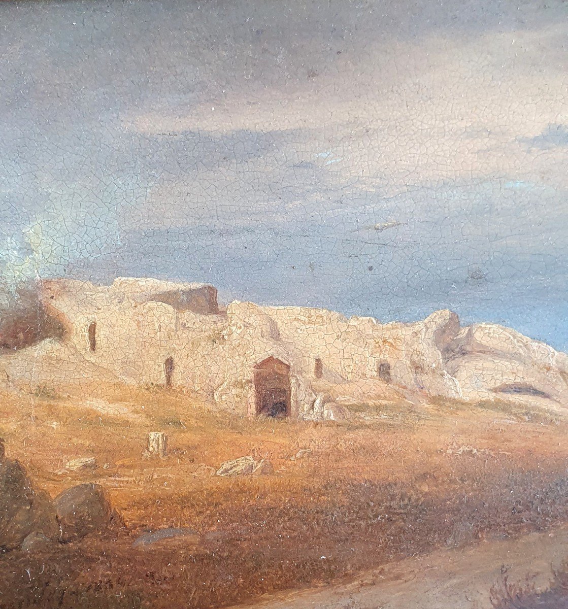 Thomas Fearnley Paysage De Maison Troglodyte En Italie Huile Sur Zinc Peintre Norvégien 1834-photo-3