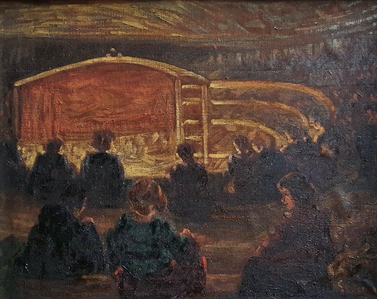 Adrien Godien Le Théâtre Antoine Scène Parisienne Huile Sur Toile Salon 1899 -photo-2