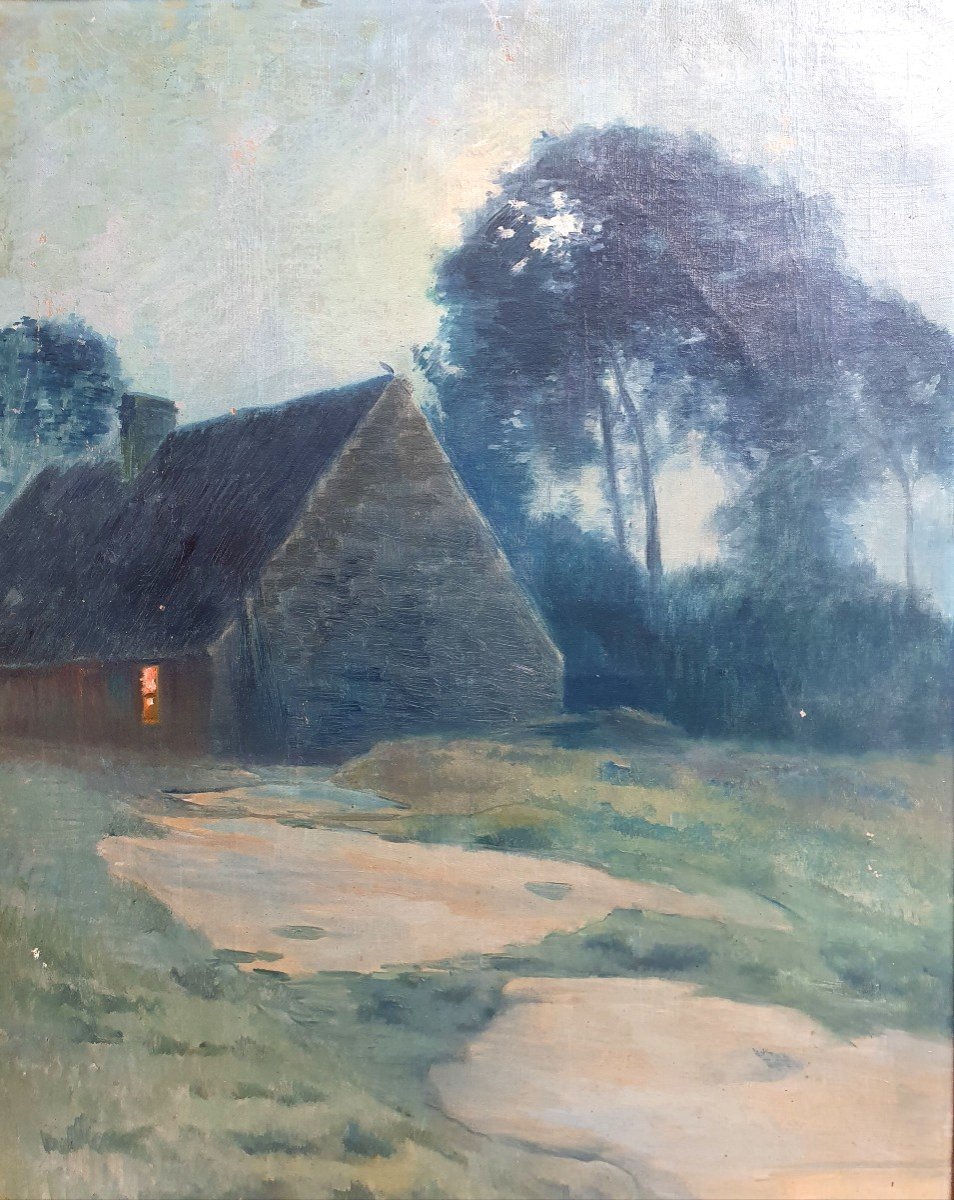 Emile Baudoux A House In Normandy Oil On Canvas 1917-photo-4