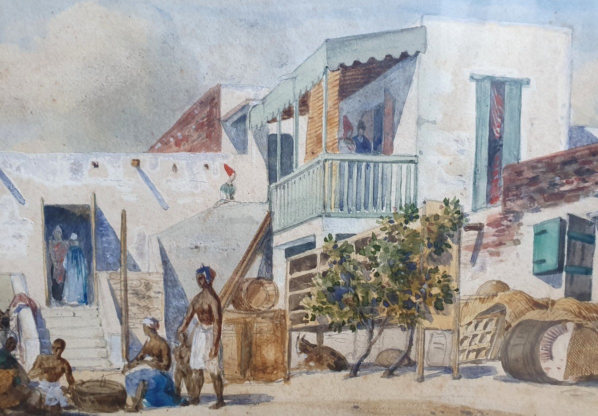 Evremond De Bérard Gorée Island Senegal Watercolor On Paper XIXth Century Africa-photo-4