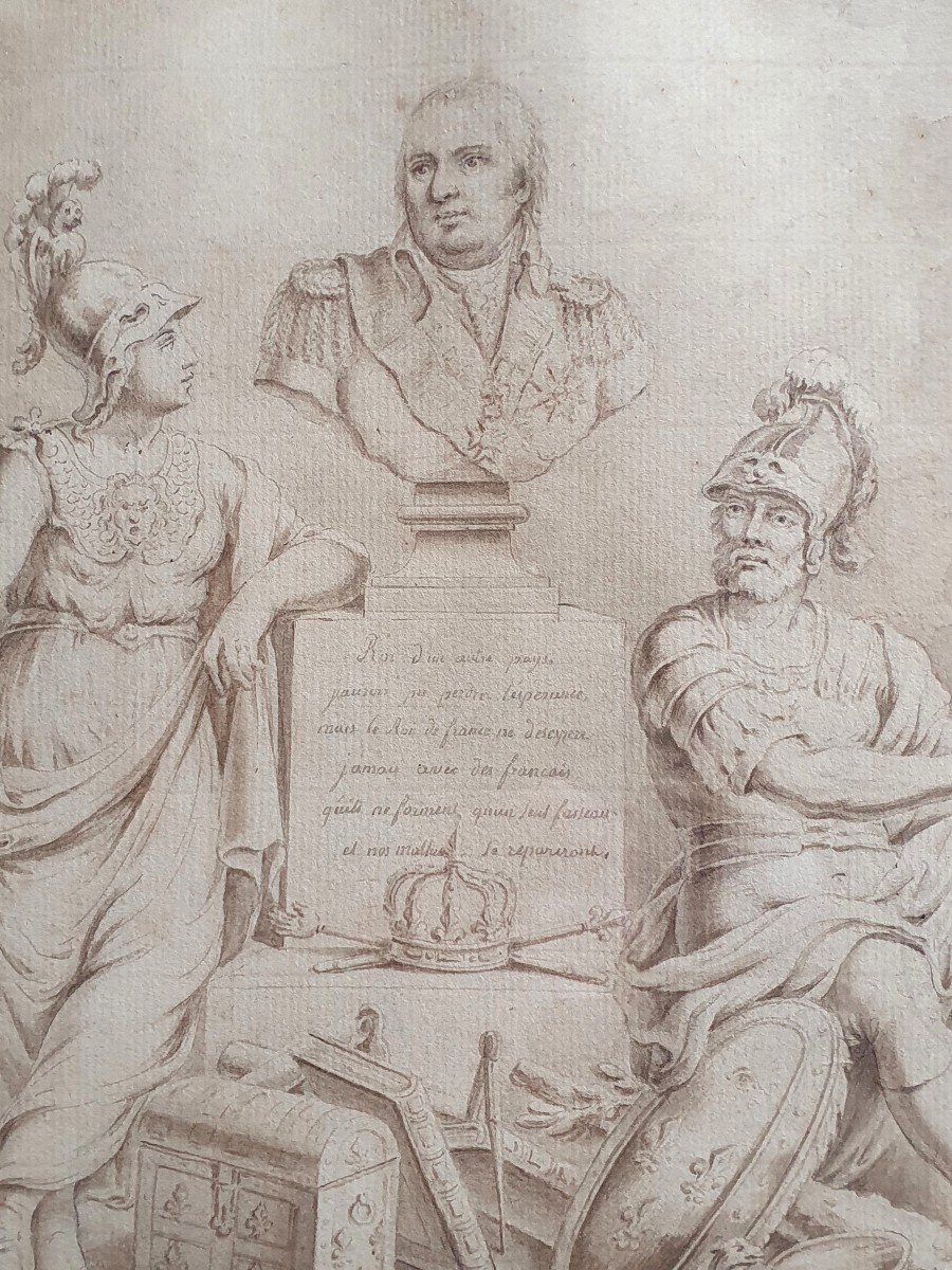 Louis XVIII Lavis Drawing From The Beginning Of The XIXth Century-photo-2