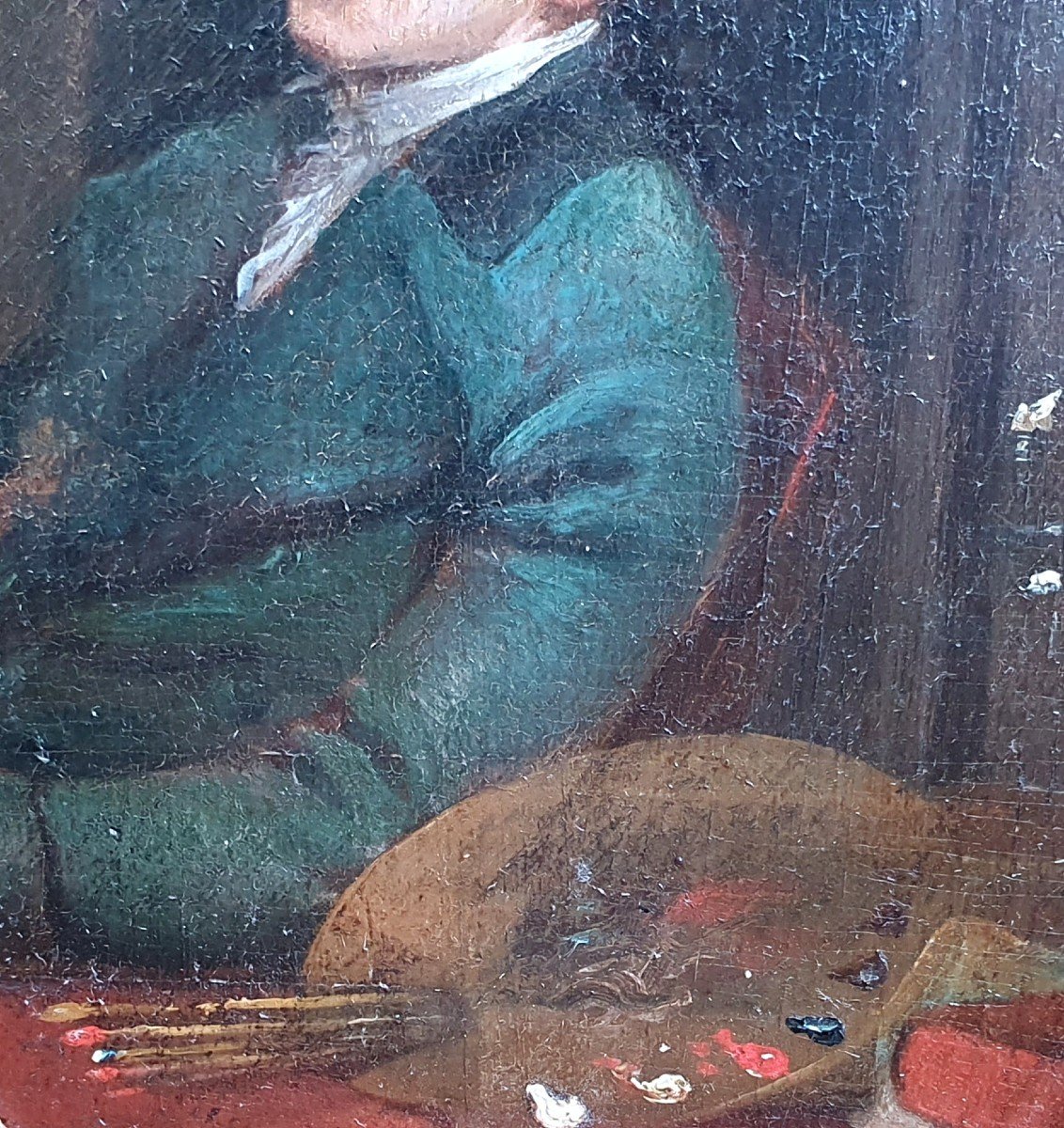 Portrait Of Painter With Palette Oil On Panel Late Eighteenth Century Vienna-photo-4